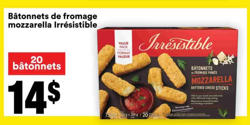 BÂTONNETS DE FROMAGE MOZZARELLA IRRÉSISTIBLE