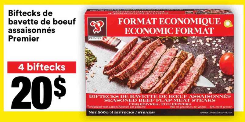 biftecks de bavette de boeuf assaisonnés Premier