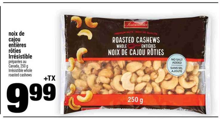 noix de cajou entières rôties