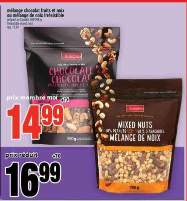 mélange chocolat fruits et noix ou mélange de noix Irrésistible