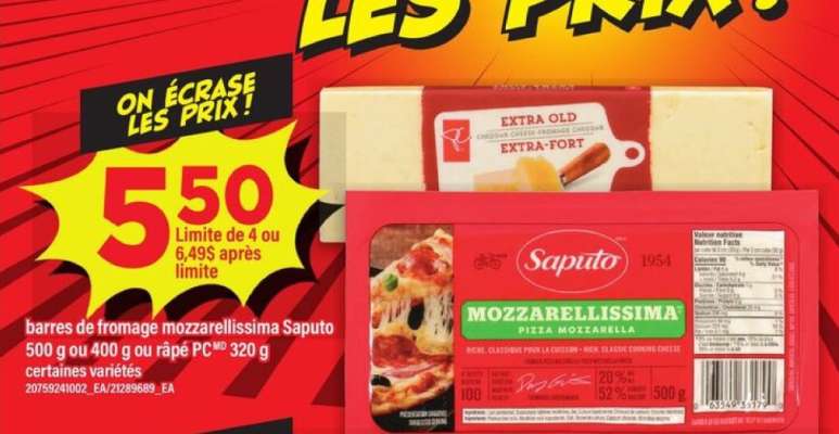 barres de fromage mozzarellissima Saputo