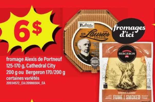 fromage Alexis de Portneuf, Cathedral City ou Bergeron