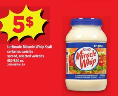tartinade Miracle Whip Kraft