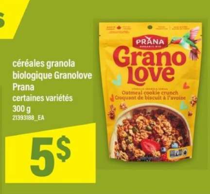 céréales granola biologique Granolove Prana