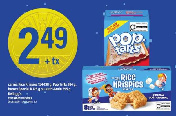 Kellogg's Pop Tarts, Rice Krispies, Special K, Nutri-Grain