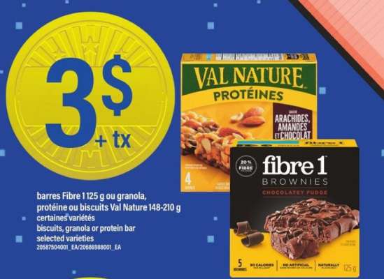 barres Fibre 1 ou granola, Protéine ou biscuits Val Nature