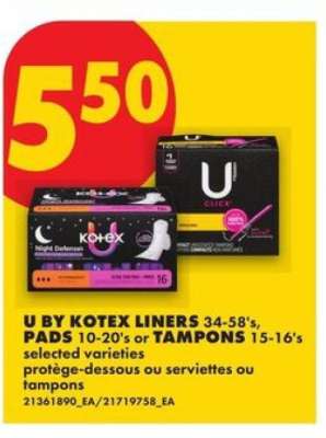 U by Kotex Liners, Pads, or Tampons