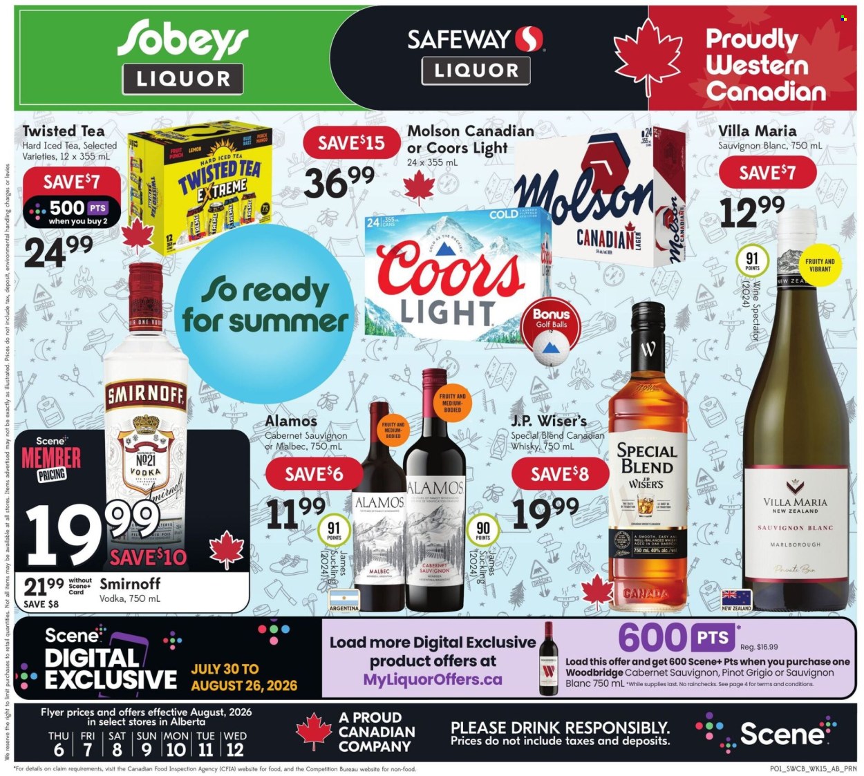 Circulaire Sobeys Liquor - 06 Août 2026 - 12 Août 2026. Page 1