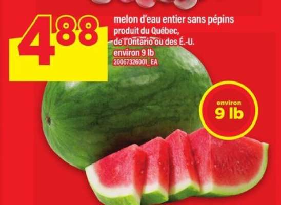 MELON D'EAU ENTIER SANS PÉPINS
