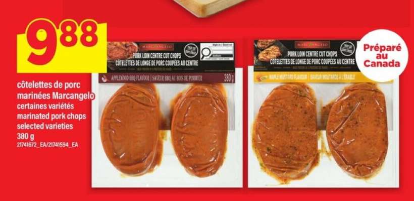 côtelettes de porc marinées Marcangelo