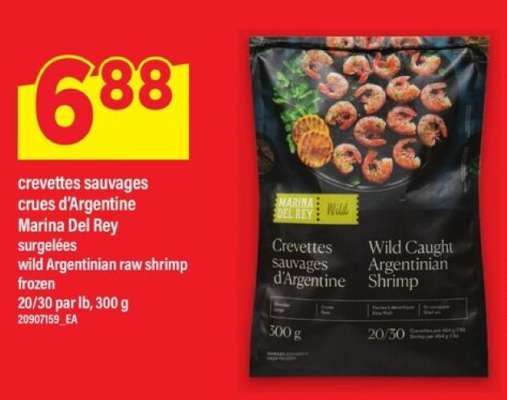crevettes sauvages crues d'Argentine