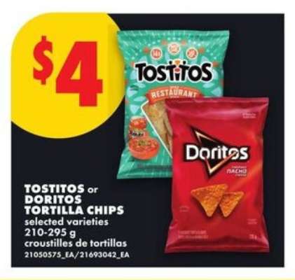 Tostitos or Doritos Tortilla Chips