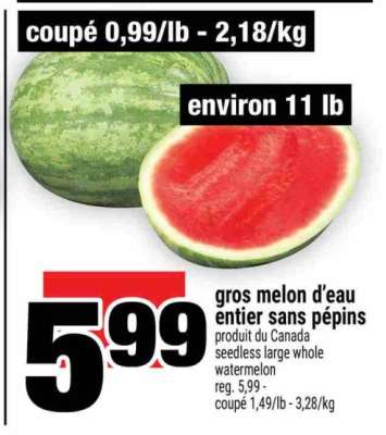 Gros melon d'eau entier sans pépins