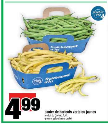 panier de haricots verts ou jaunes