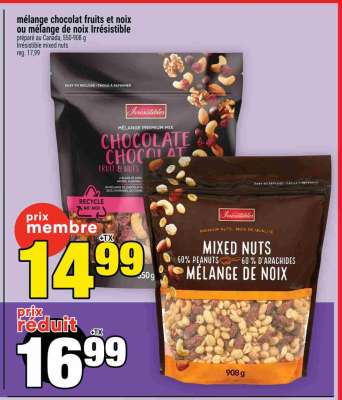 mélange chocolat fruits et noix ou mélange de noix Irrésistible