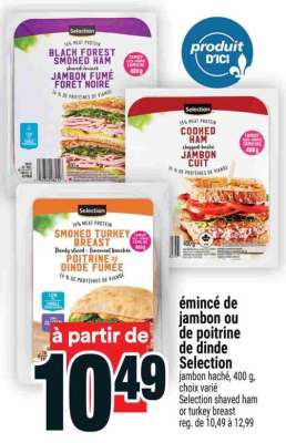 émincé de jambon ou de poitrine de dinde Selection