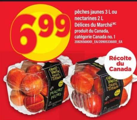 pêches jaunes 3 L ou nectarines 2 L