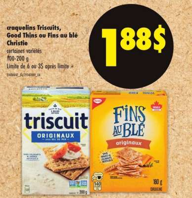 Craquelins Triscuit, Good Thins ou Fins au blé Christie