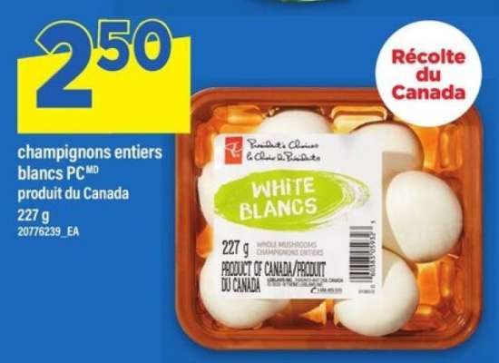 champignons entiers blancs PC