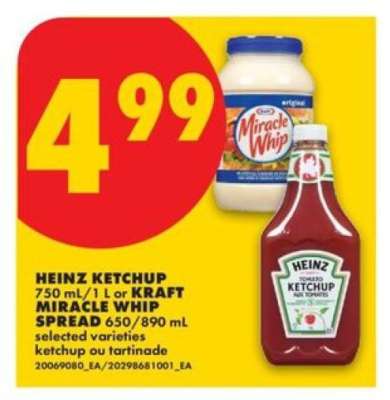 Heinz ketchup or Kraft Miracle Whip spread
