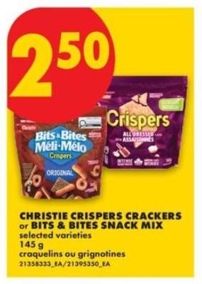 CHRISTIE CRISPERS CRACKERS or BITS & BITES SNACK MIX