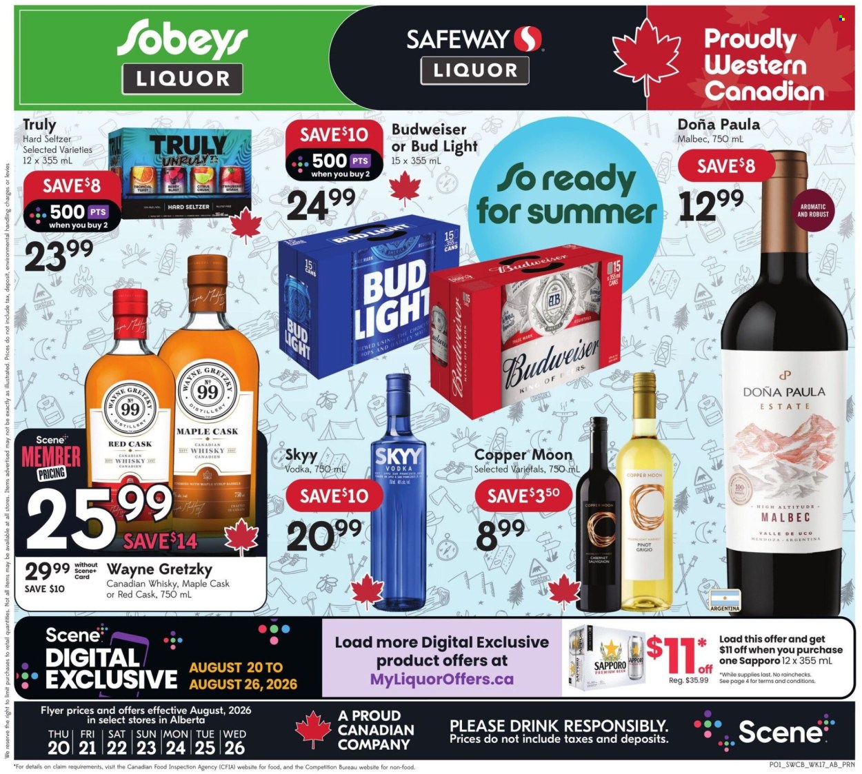 Circulaire Sobeys Liquor - 20 Août 2026 - 26 Août 2026. Page 1