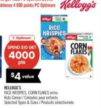 KELLOGG'S RICE KRISPIES, CORN FLAKES