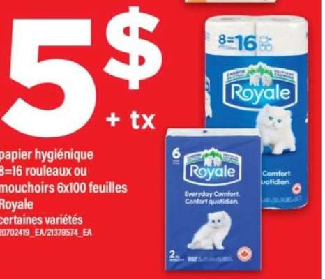 Royale papier hygiénique ou mouchoirs