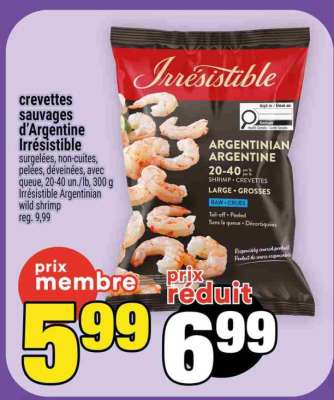 Crevettes sauvages d'Argentine Irrésistible