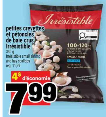 Petites crevettes et pétoncles de baie crus Irrésistible