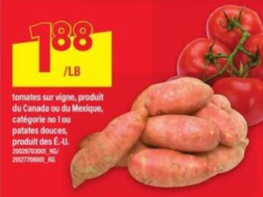 Tomates sur vigne ou patates douces