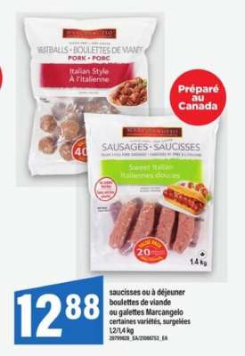 saucisses ou à déjeuner boulettes de viande ou galettes Marcangelo