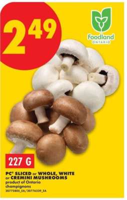 PC® Sliced or Whole, White or Cremini Mushrooms