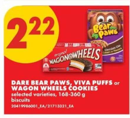 Dare Bear Paws, Viva Puffs or Wagon Wheels Cookies