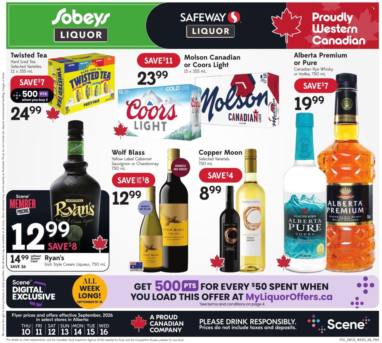 Circulaire Sobeys Liquor - 10 Septembre 2026 - 16 Septembre 2026. Page 1