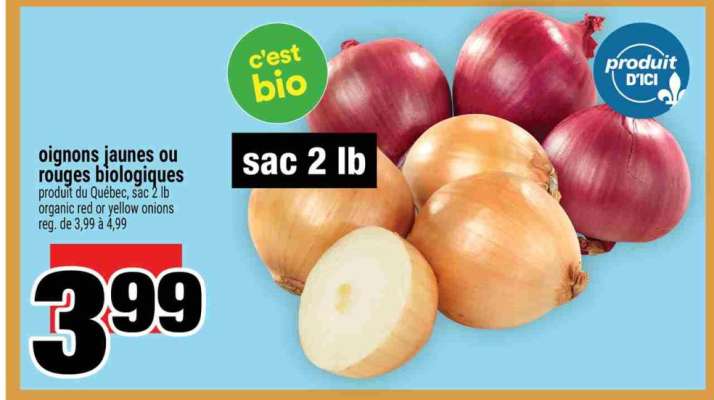 oignons jaunes ou rouges biologiques