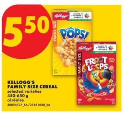 KELLOGG’S FAMILY SIZE CEREAL