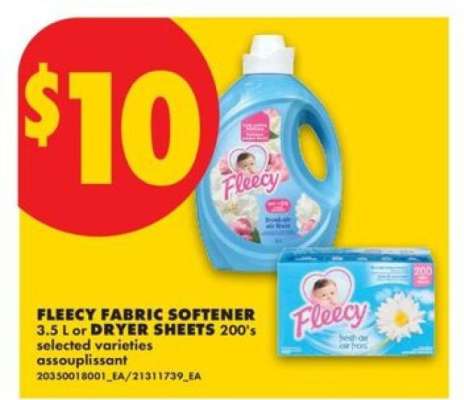 Fleecy Fabric Softener or Dryer Sheets