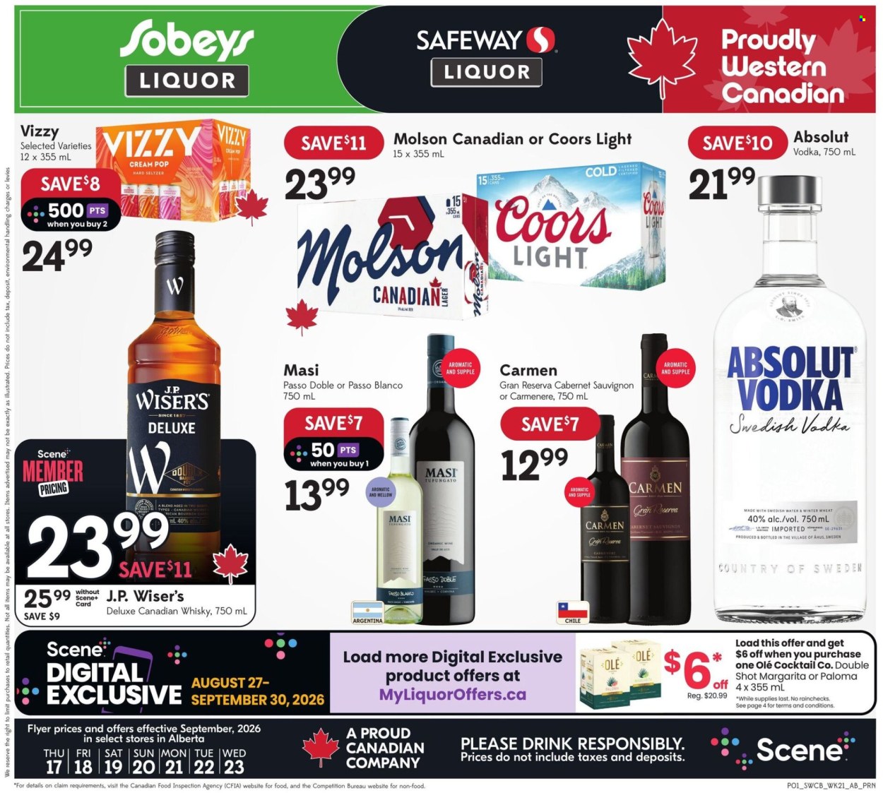 Circulaire Sobeys Liquor - 17 Septembre 2026 - 23 Septembre 2026. Page 1