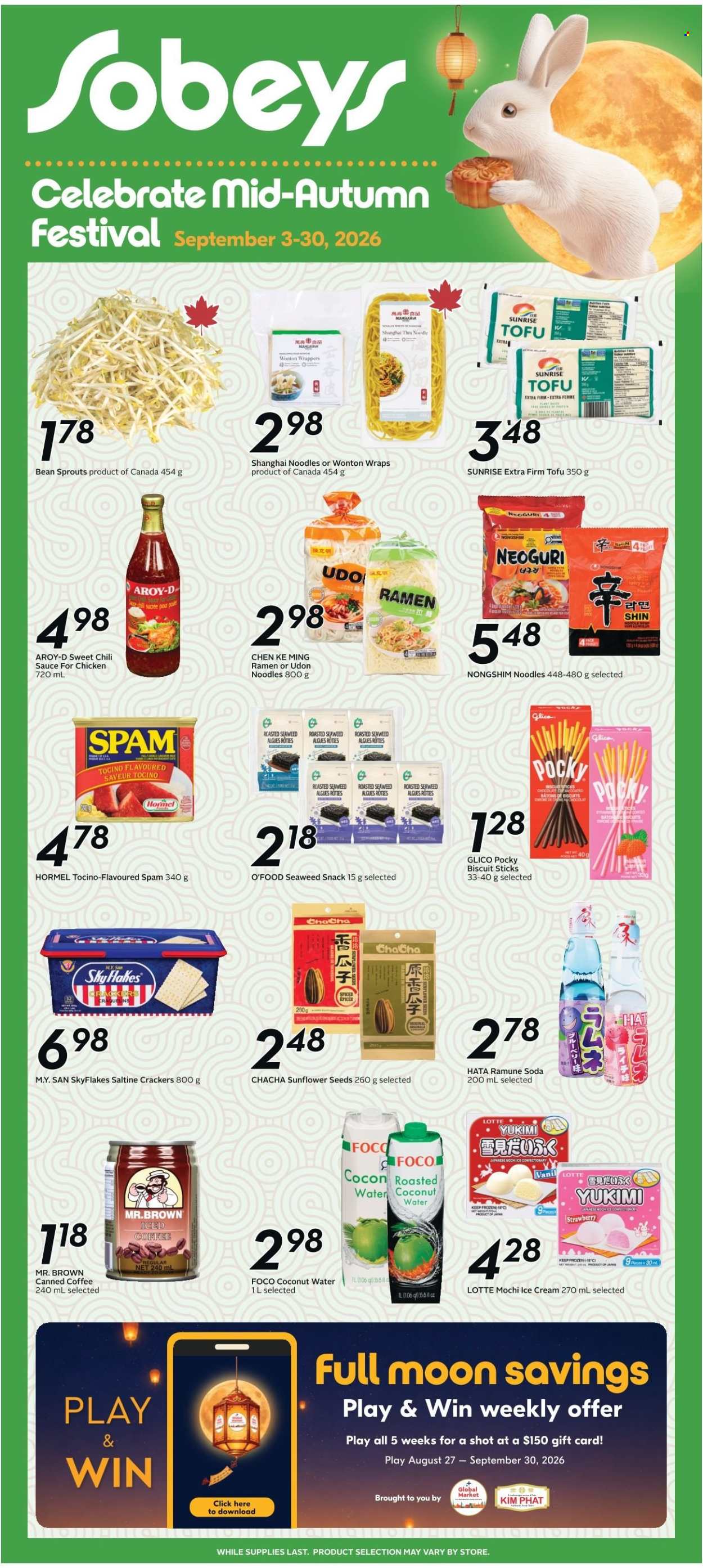 Circulaire Sobeys - 03 Septembre 2026 - 30 Septembre 2026. Page 1