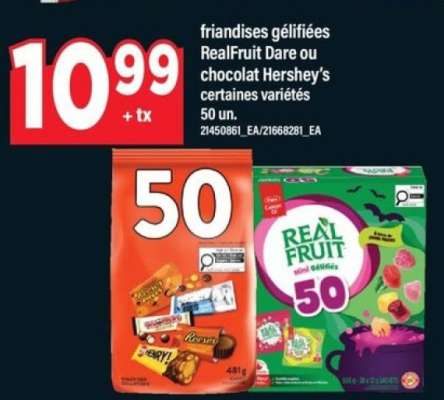 friandises gélifiées RealFruit Dare ou chocolat Hershey's