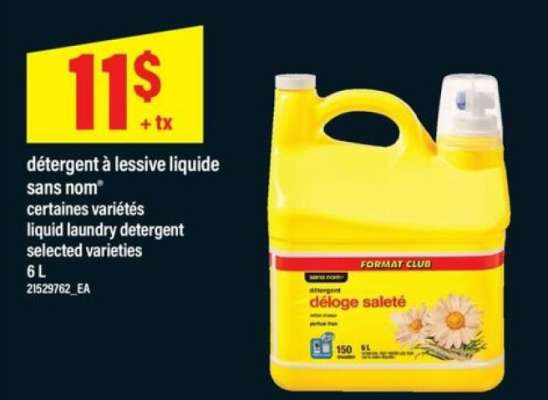 détergent à lessive liquide sans nom