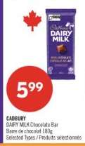 CADBURY DAIRY MILK CHOCOLATE BAR