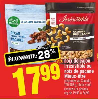 noix de cajou Irrésistible ou noix de pacane Mieux-être