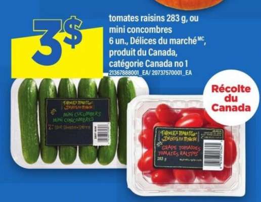 Tomates raisins ou mini concombres