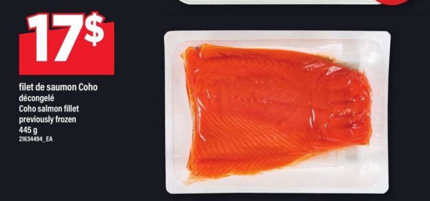 filet de saumon coho décongelé