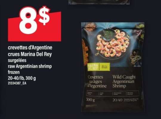 CREVETTES D'ARGENTINE CRUES MARINA DEL REY