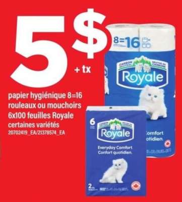 Royale papier hygiénique ou mouchoirs