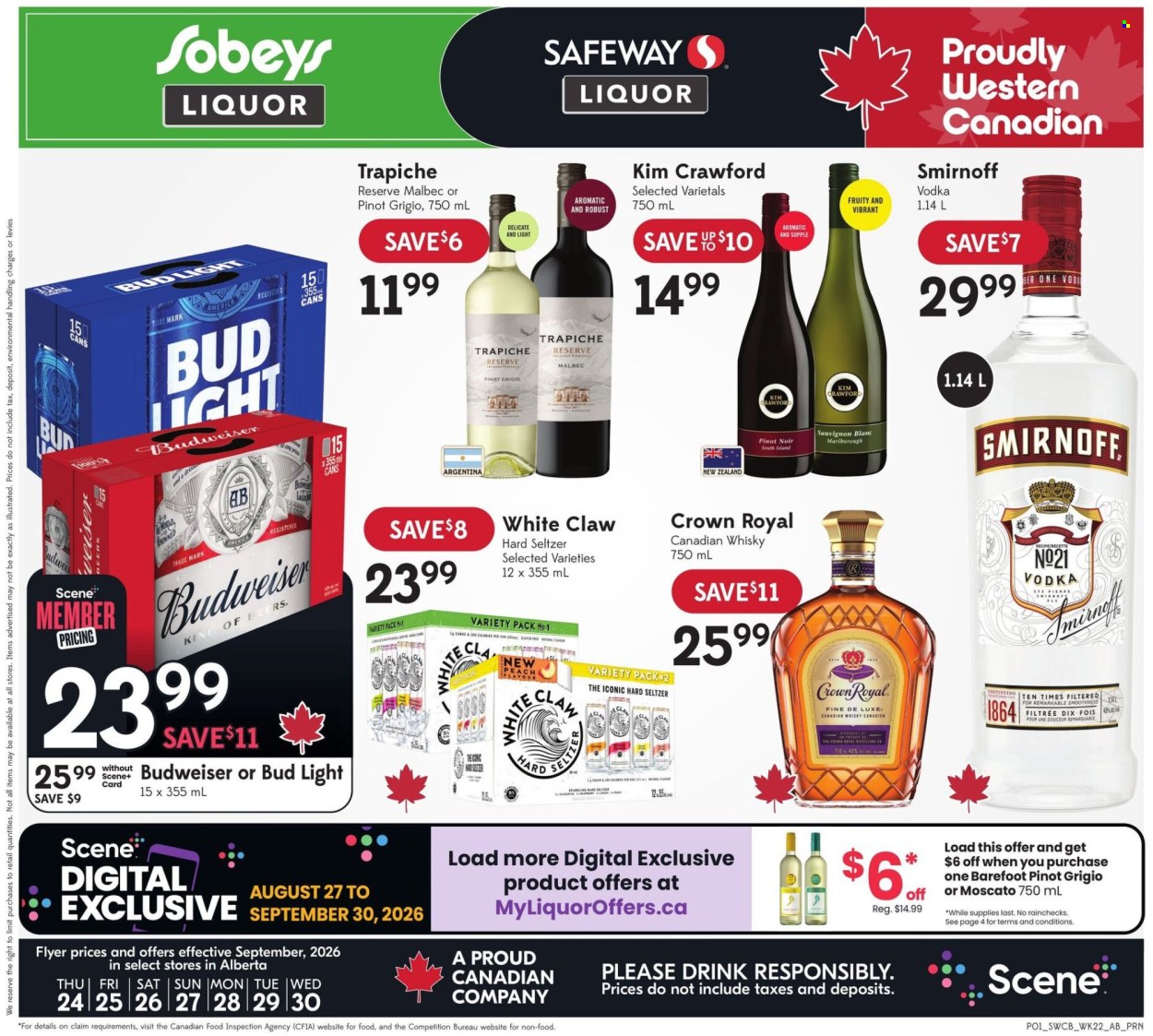 Circulaire Sobeys Liquor - 24 Septembre 2026 - 30 Septembre 2026. Page 1