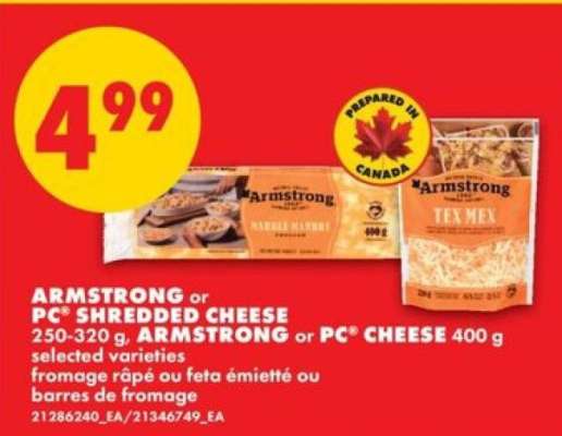 Armstrong or PC Shredded Cheese